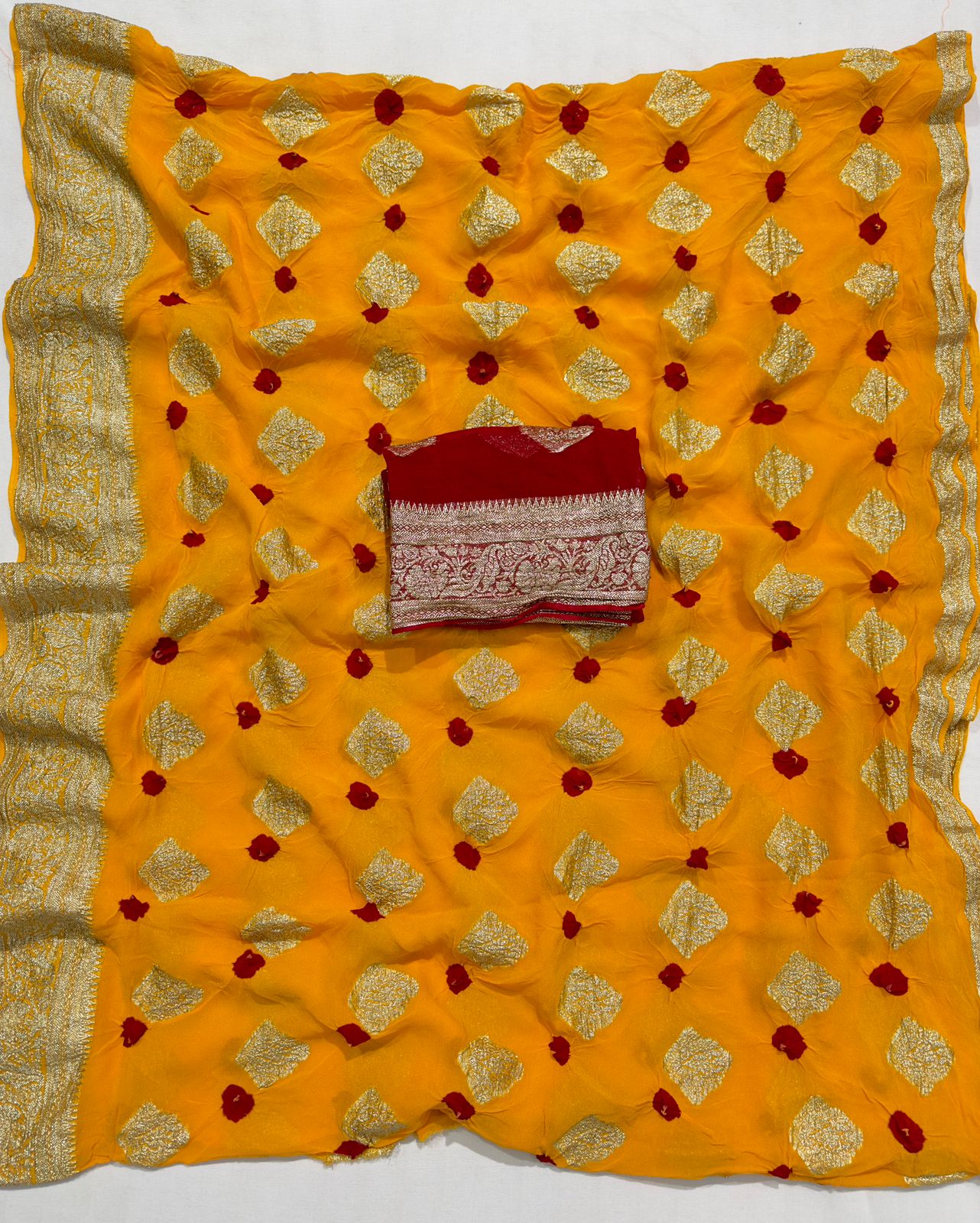 Viscose Georgette Bandej Hand Zari Woven Best Quality Saree With Blouse BFSMJ135