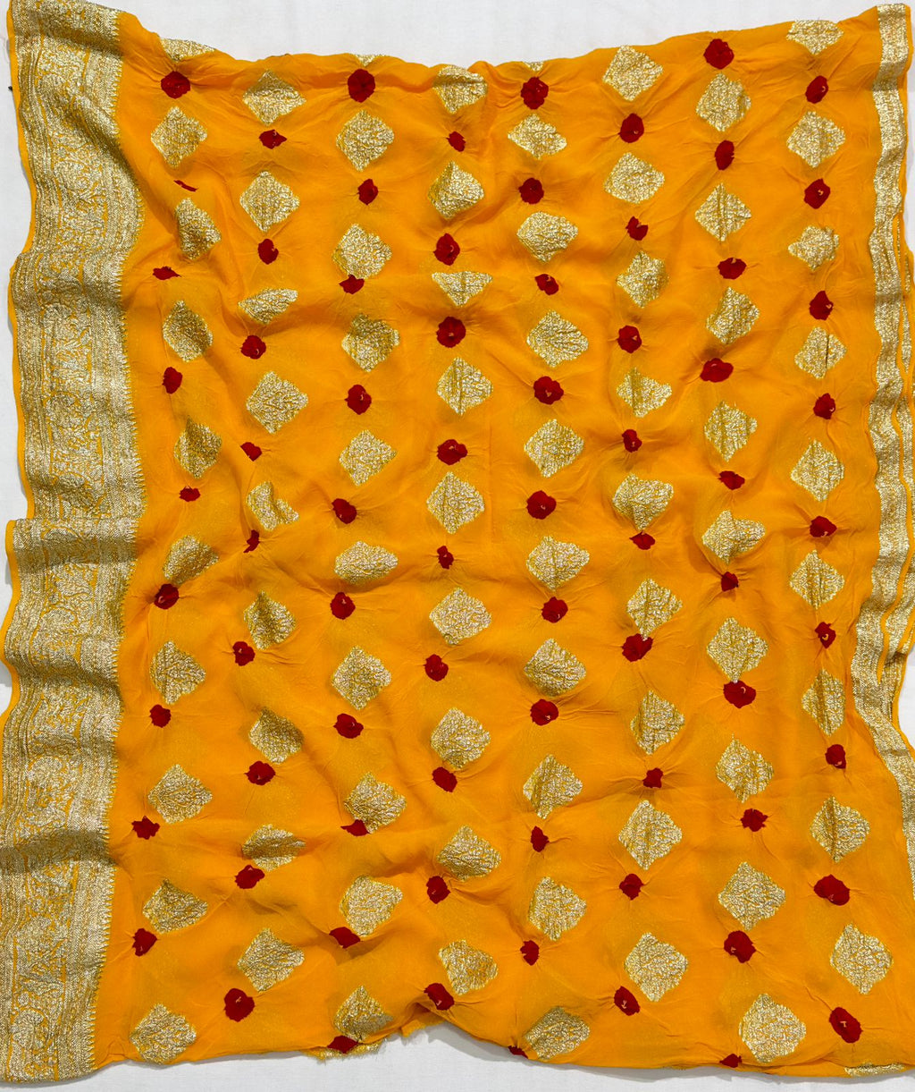 Viscose Georgette Bandej Hand Zari Woven Best Quality Saree With Blouse BFSMJ135