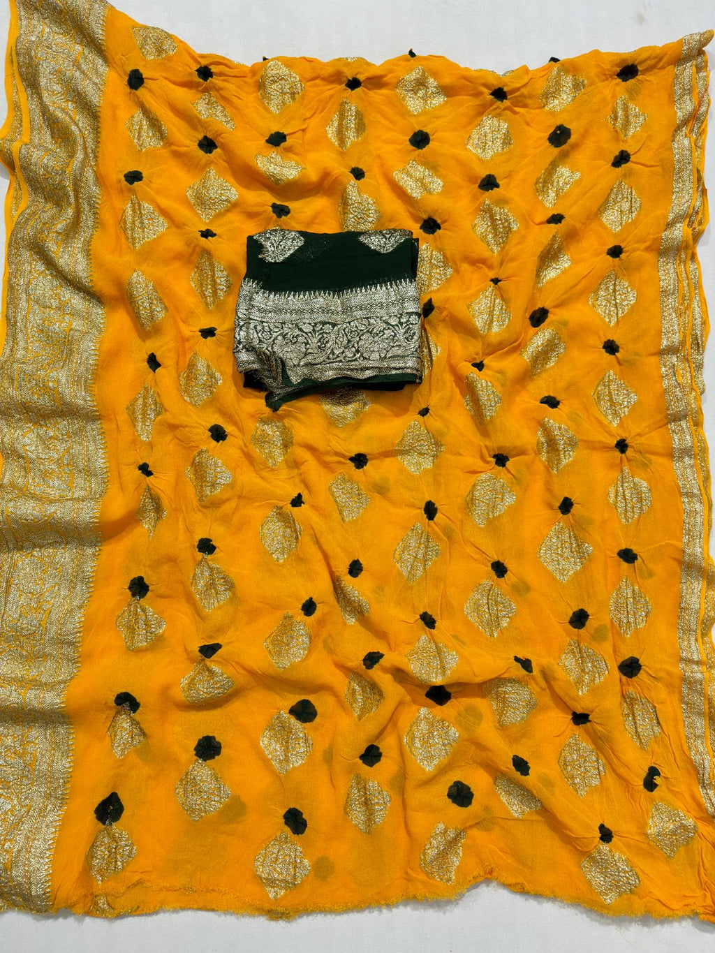 Viscose Georgette Bandej Hand Zari Woven Best Quality Saree With Blouse BFSMJ136