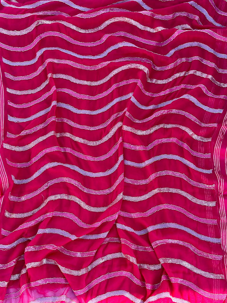 Chiffon Hand  Work Best Quality Saree With Blouse BFSMJ109