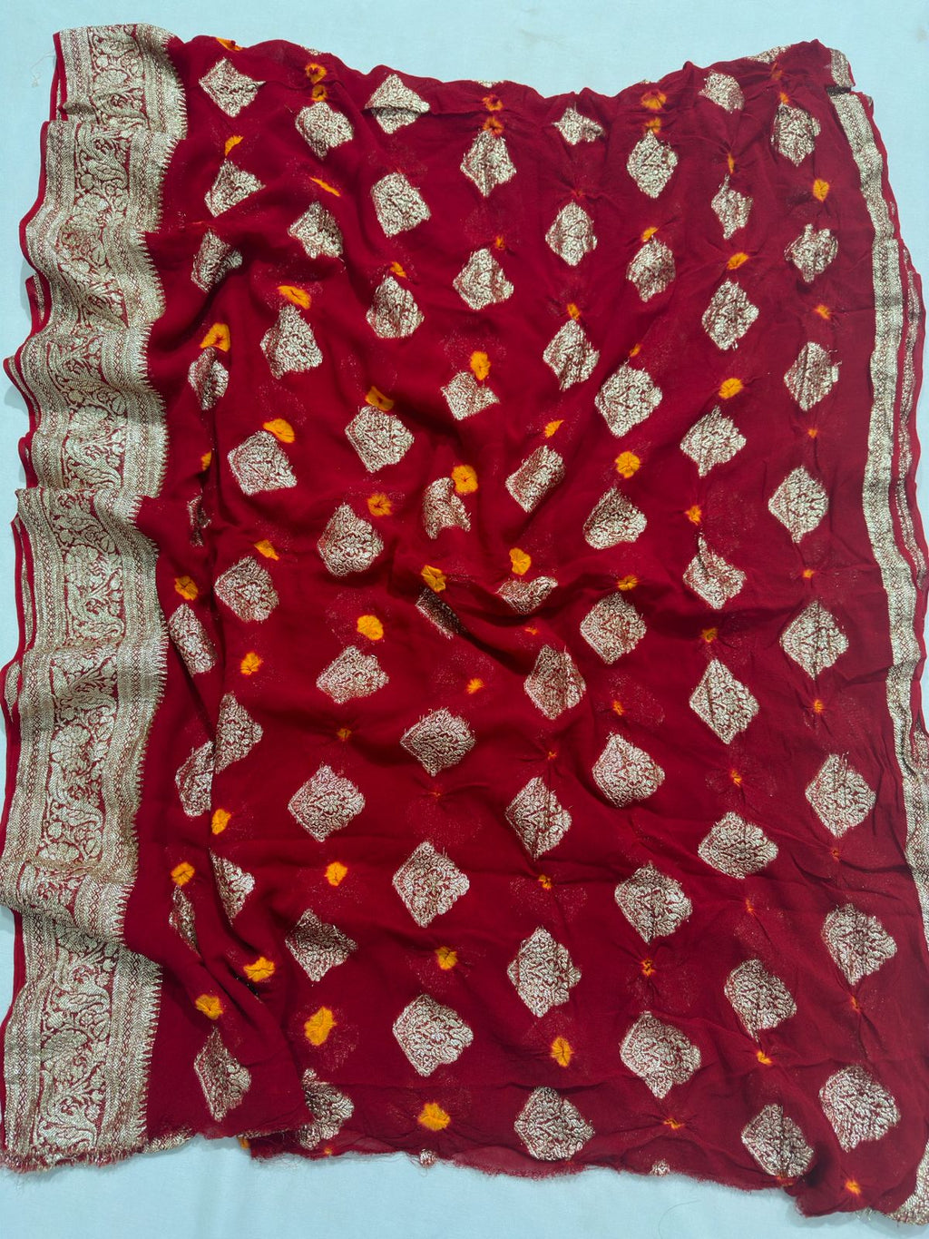 Viscose Georgette Bandej Hand Zari Woven Best Quality Saree With Blouse BFSMJ133