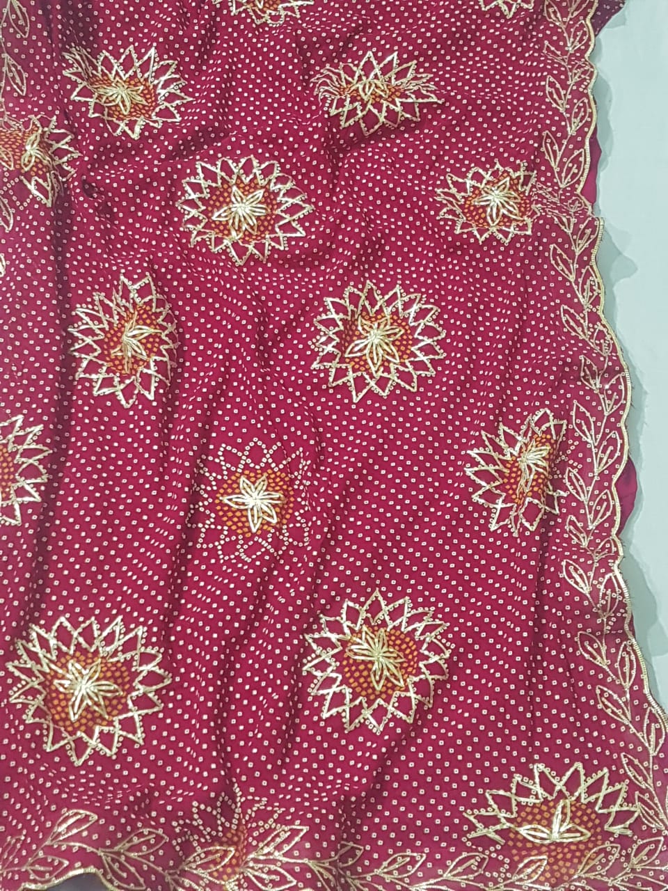 Georgette Rai Bhandej, Gotta Patti Work Best Quality Saree With Blouse BFSMJ131