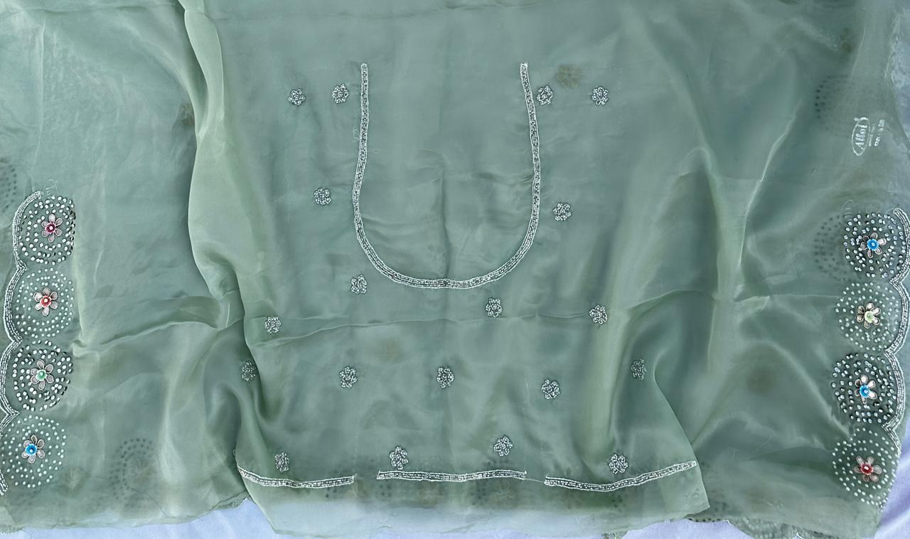 Designer Saree With Pearl Hand Work Best Quality Saree With Blouse BFSLB47