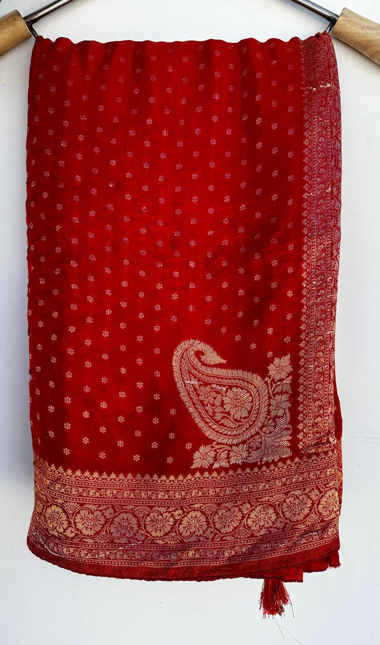 Pure Dolla Silk Banarasi Pallu Barik Zari Butti Best Quality Saree With Blouse  - BFSLB11