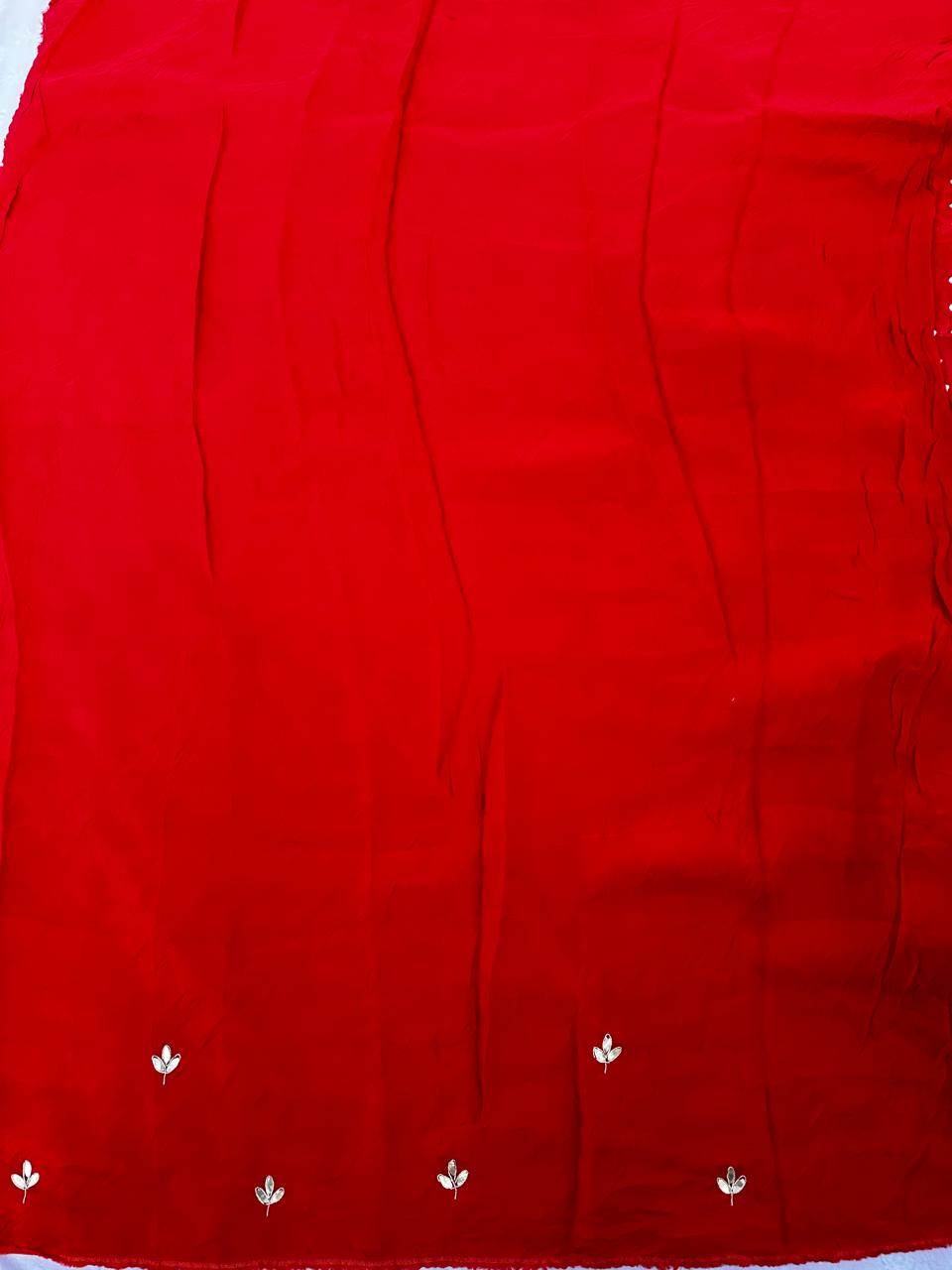 Pure HO Silk Bandhani With Dabka & Gotta Patti Work Best Quality Saree With Blouse BFSLB50