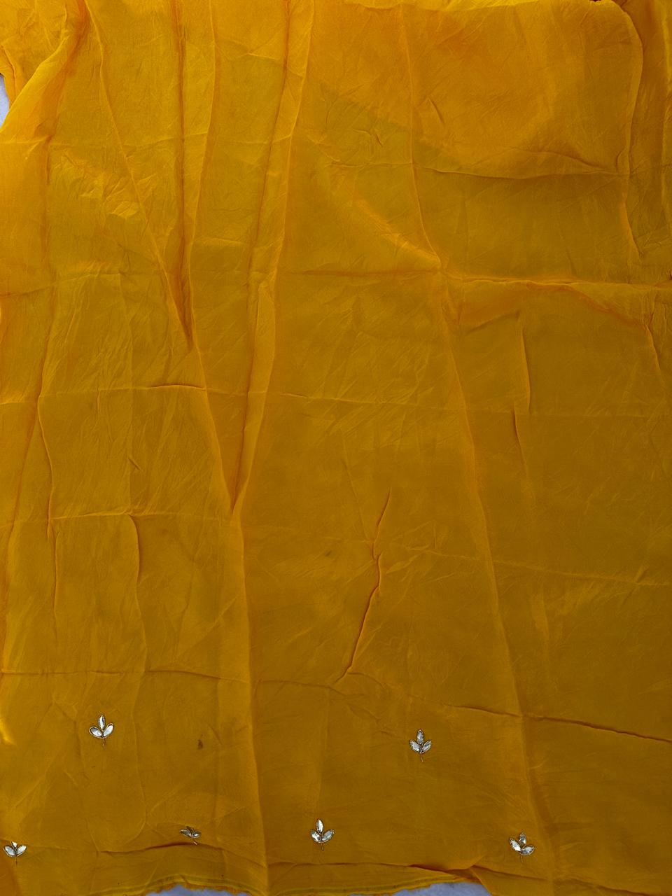 Pure HO Silk Rai Bandej Chunri With Dabka & Gotta Patti Work Saree With Blouse BFSLB51