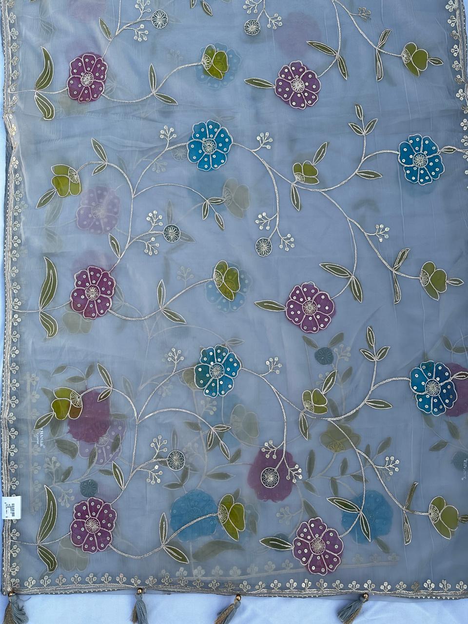 Organza Silk Gotta Patti Hand Work Best Quality Saree With Blouse BFSMJ108