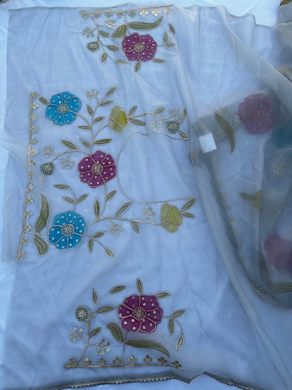 Organza Silk Gotta Patti Hand Work Best Quality Saree With Blouse BFSMJ108