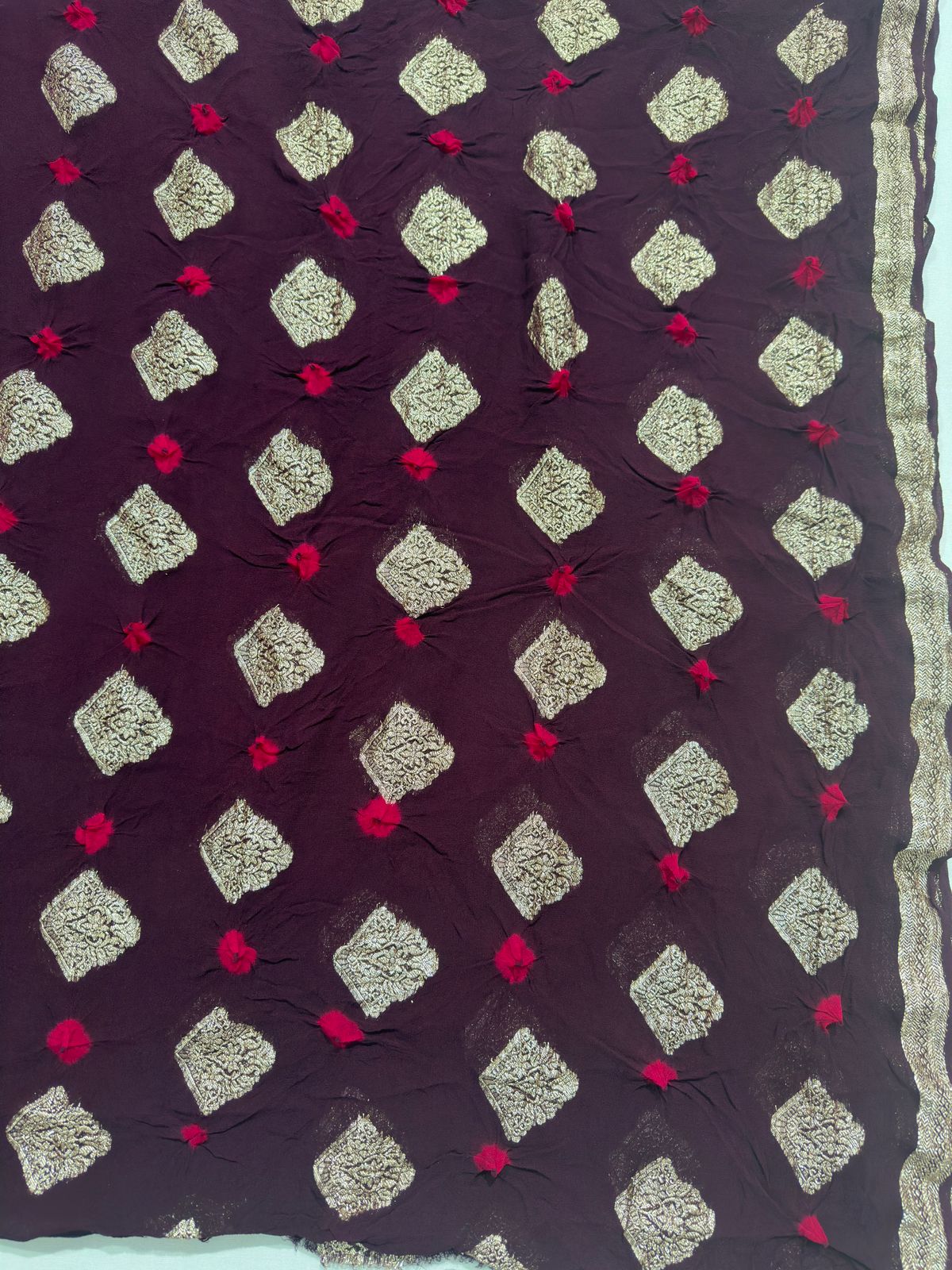 Viscose Georgette Bandej Hand Zari Woven Best Quality Saree With Blouse BFS134