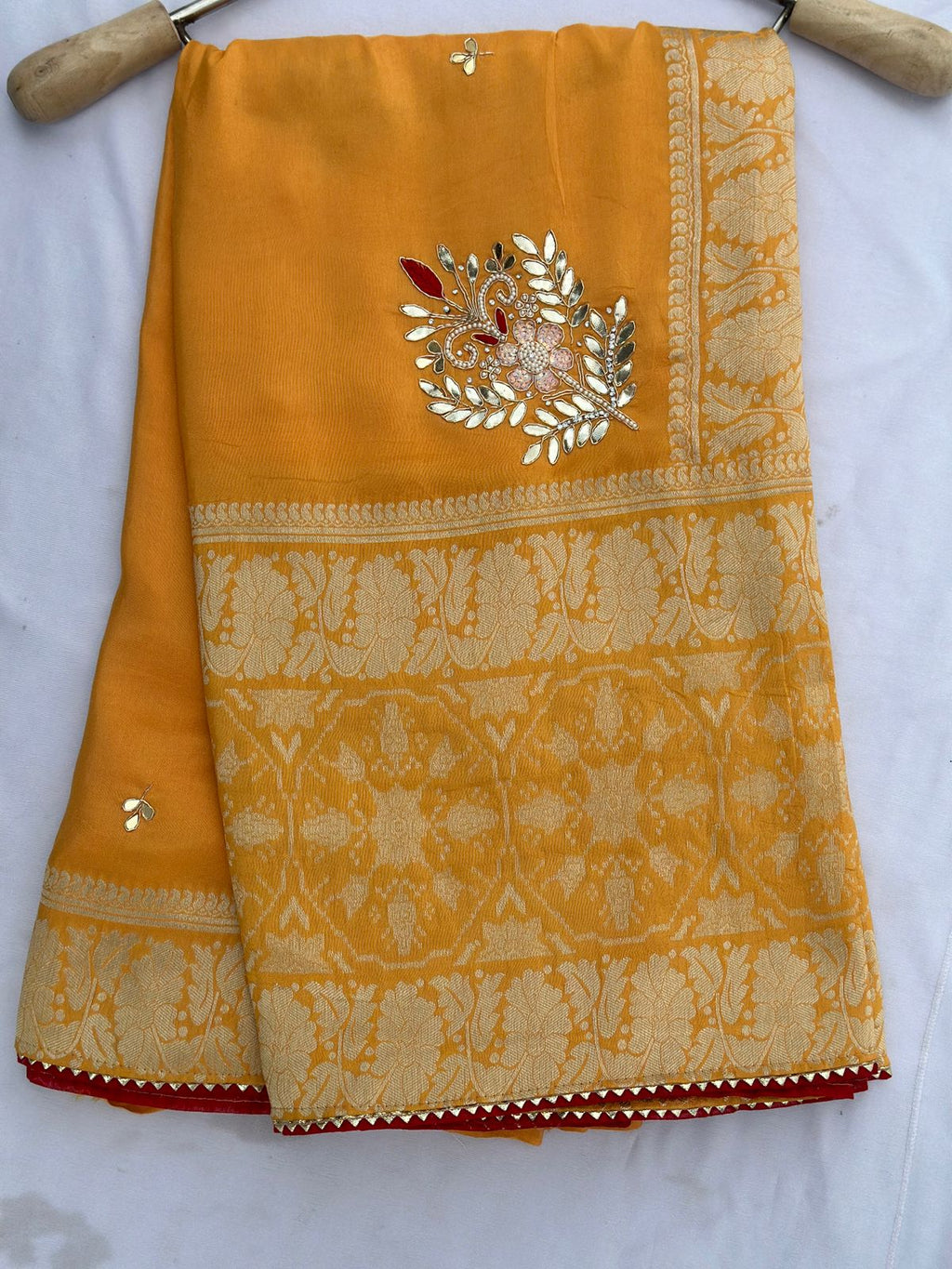 Pure Dolla Silk Dabka Hand Work Best Quality Saree With Blouse - BFSLB18A