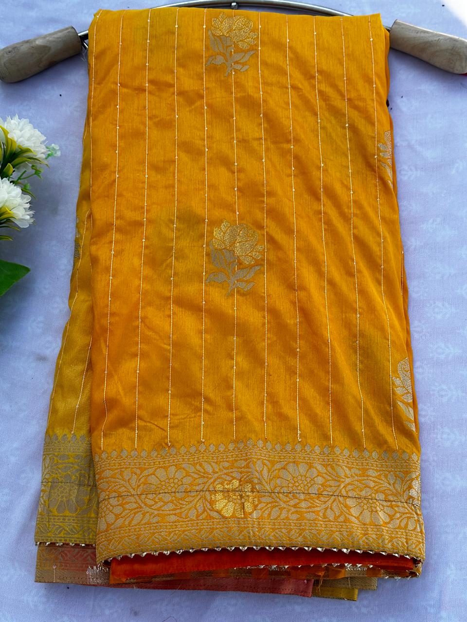 Dolla Silk Saree Hand Woven With Sequnce And Zari Work Best Quality Saree With Blouse BFSLB24