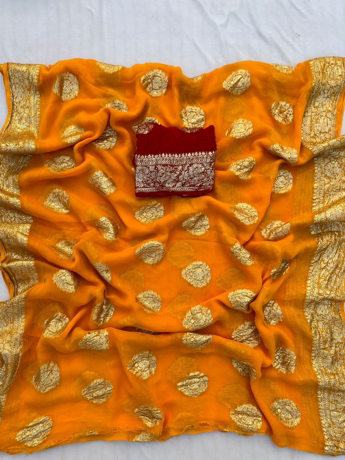 Viscose Georgette Zari Butta Best Quality Saree With Blouse BFSMJ137