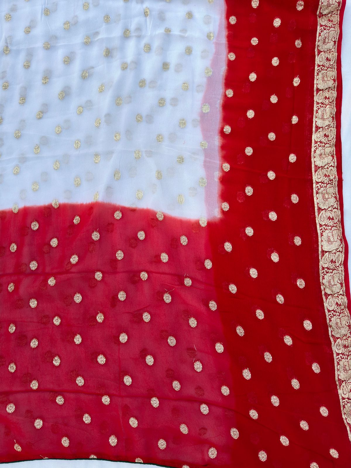 Viscose Georgette Zari Butta Tie Die Best Quality Saree With Blouse BFSMJ139