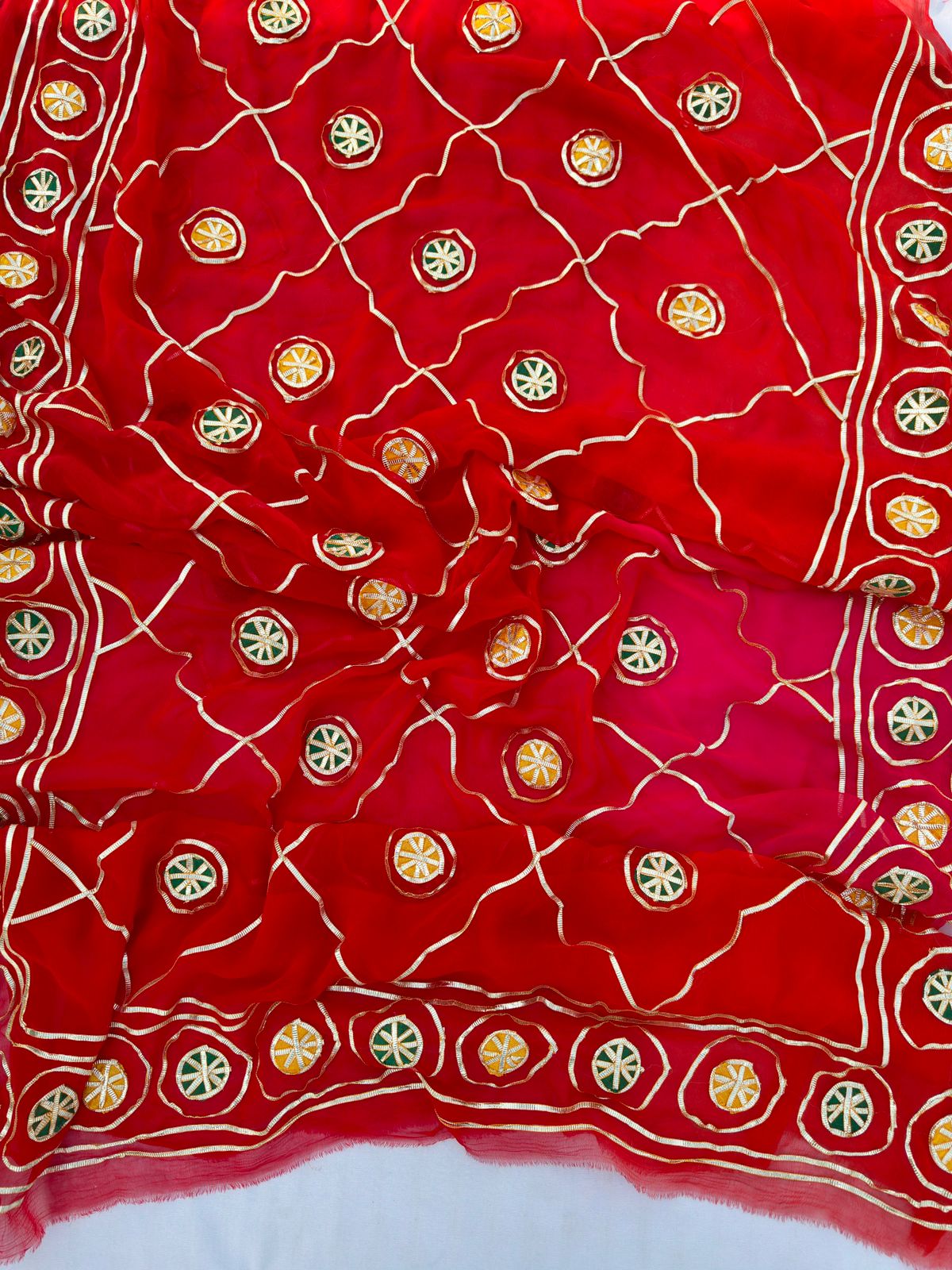 Pure Chiffon Tei Die Gotta Patti Work Best Quality Saree With Contrast Blouse BFSMJ144