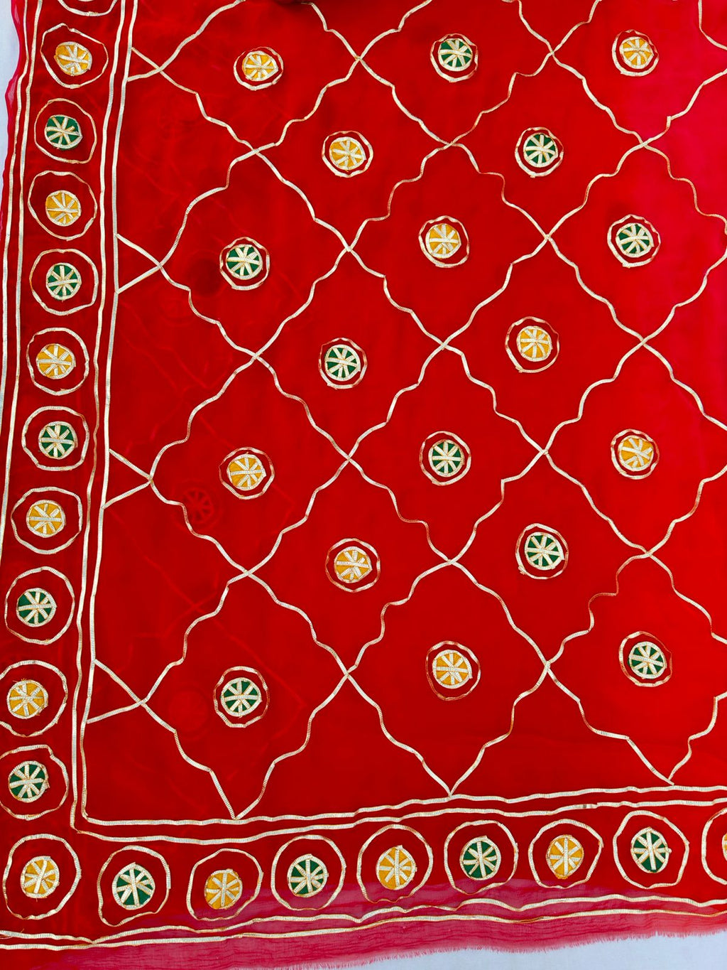 Pure Chiffon Tei Die Gotta Patti Work Best Quality Saree With Contrast Blouse BFSMJ144