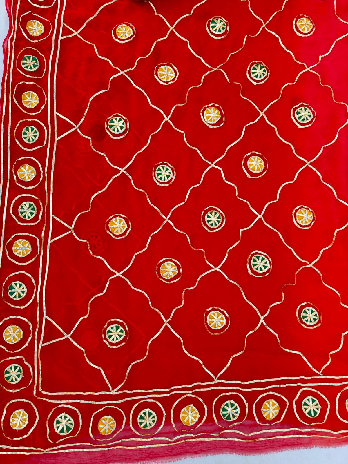 Pure Chiffon Tei Die Gotta Patti Work Best Quality Saree With Contrast Blouse BFSMJ144