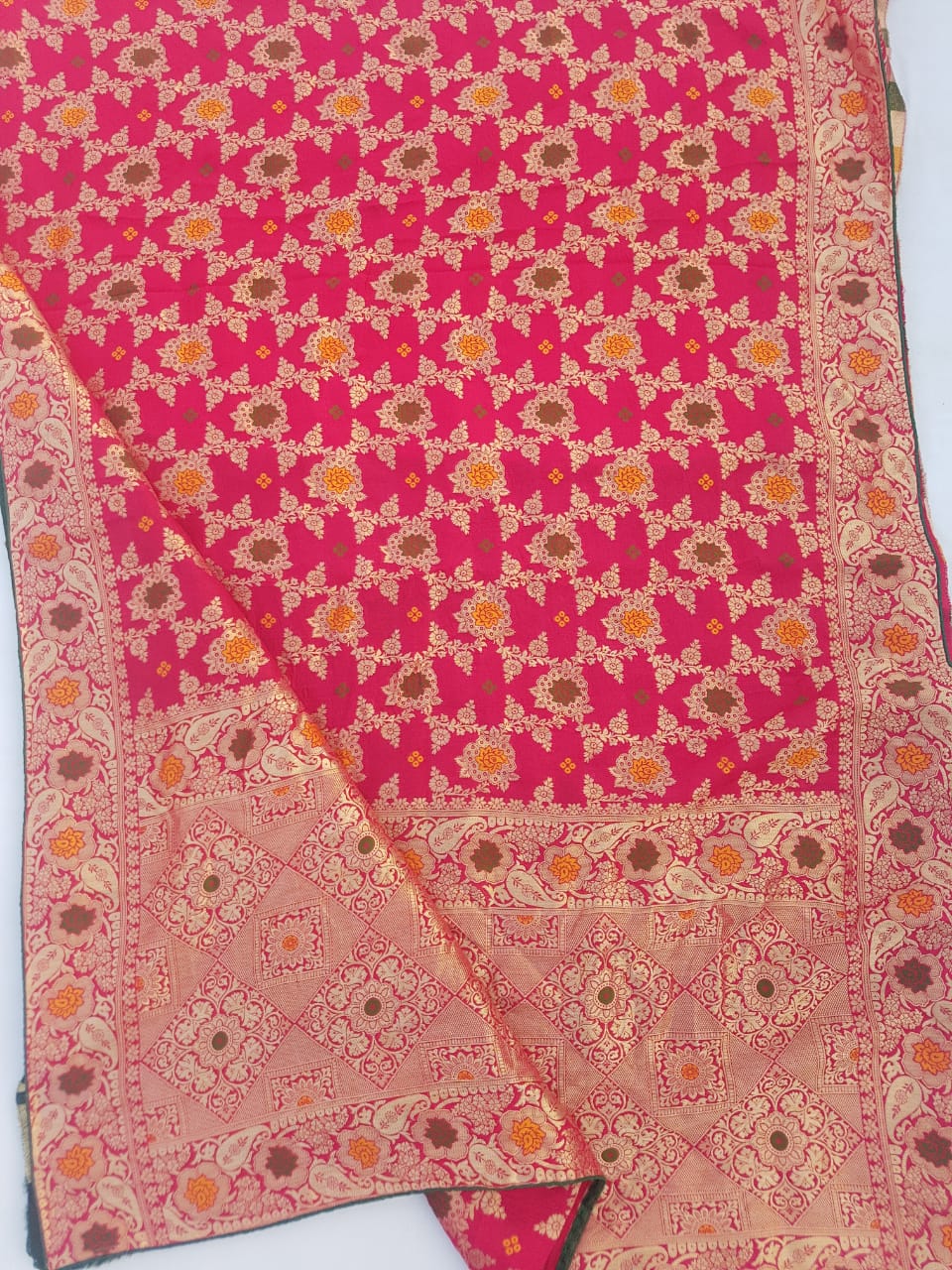 Pure Dolla Silk Hand Khaddi & Meenakari  Work Treditional Banarasi Best Quality Saree With Blouse BFSMJ153