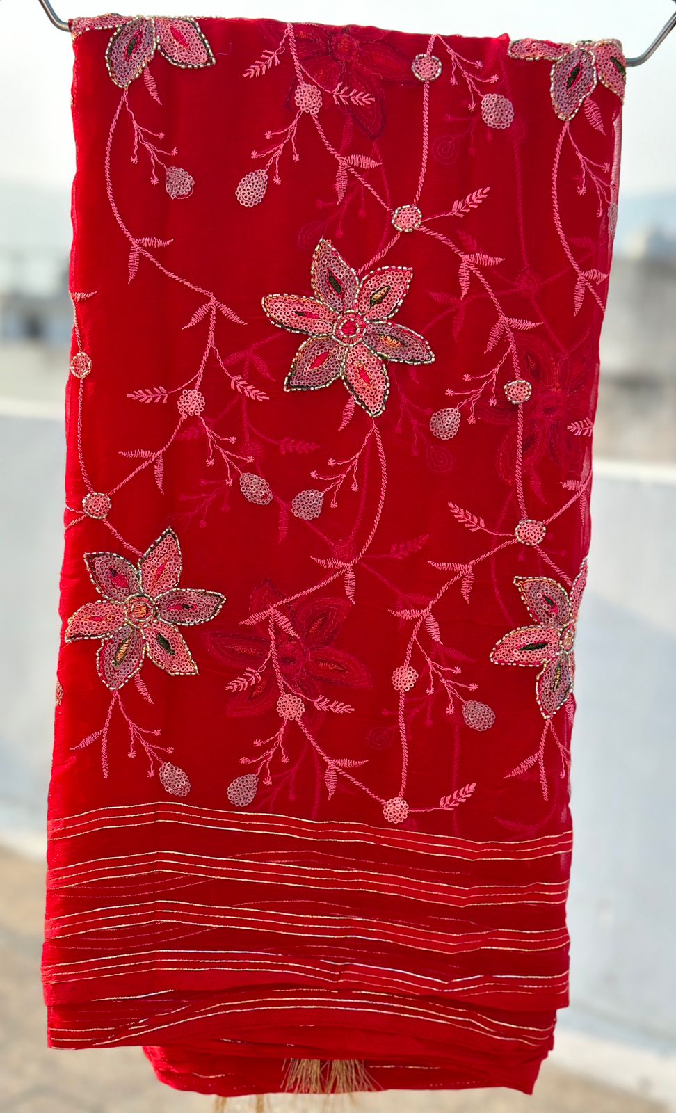 Pure Chiffon Hand Jaal Work Best Quality Saree With Blouse BFSMJ101