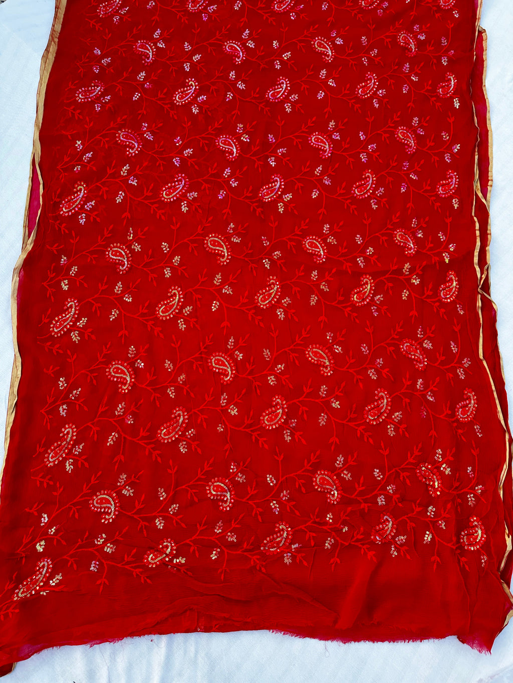 Pure Chiffon Embroidered Jaal Work Best Quality Saree With Blouse BFSJJ201