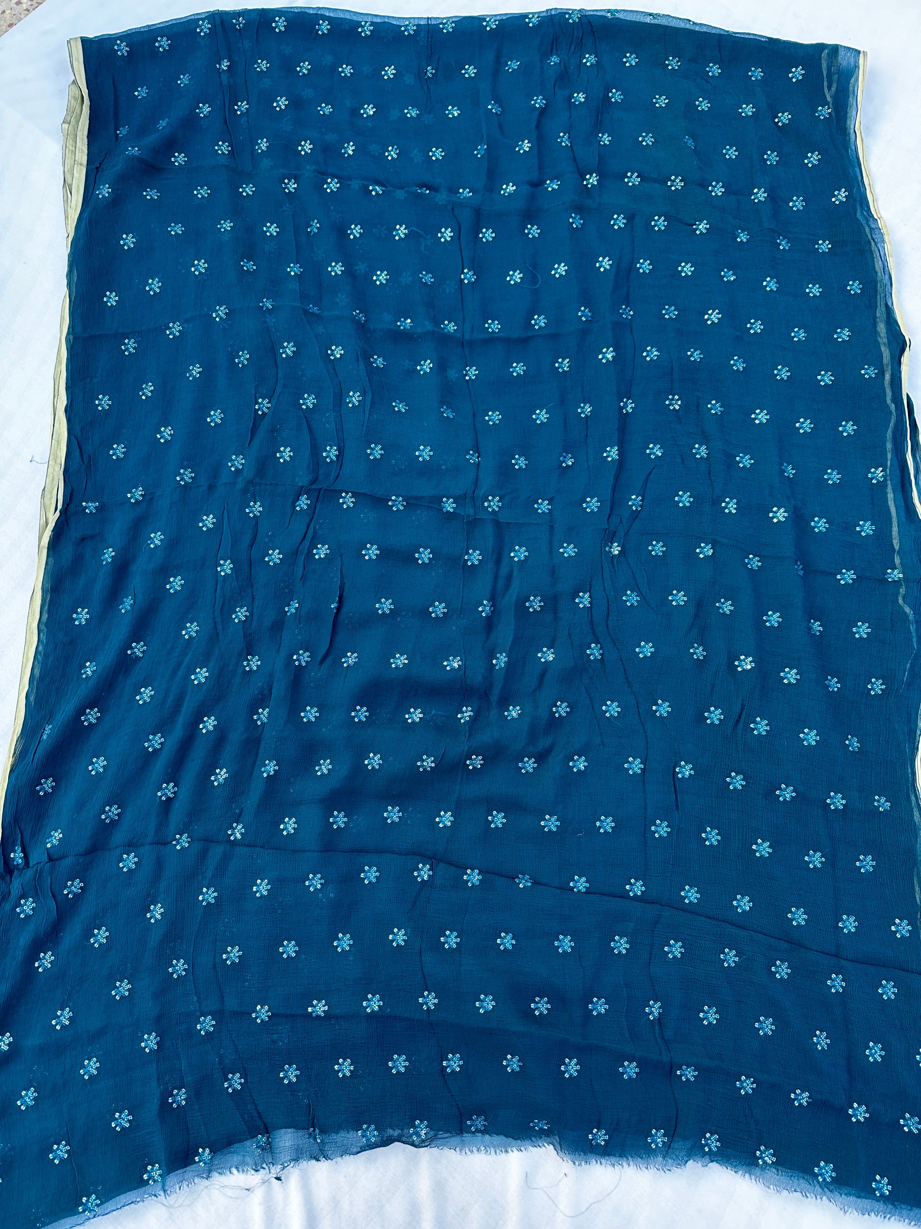 Pure Chiffon Barik Butti Sequence Hand Work Best Quality Saree With Blouse BFSJJ202