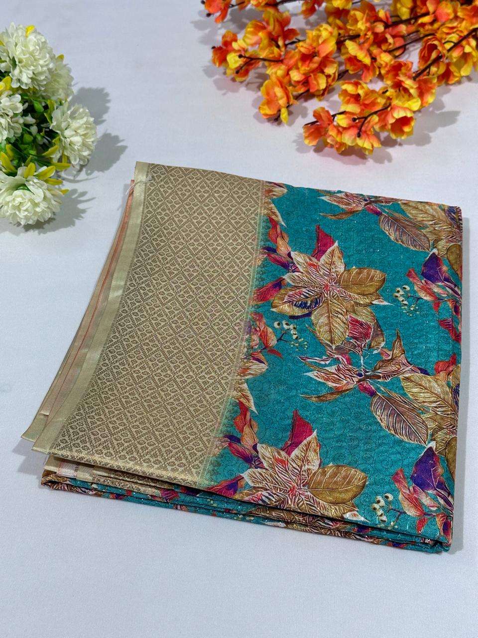 Cotton Digital Print With Sequen Work Saree - BFSLA34