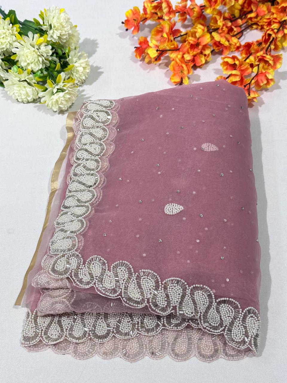 Hand Work Fountain Tissue Saree - BFSLA91