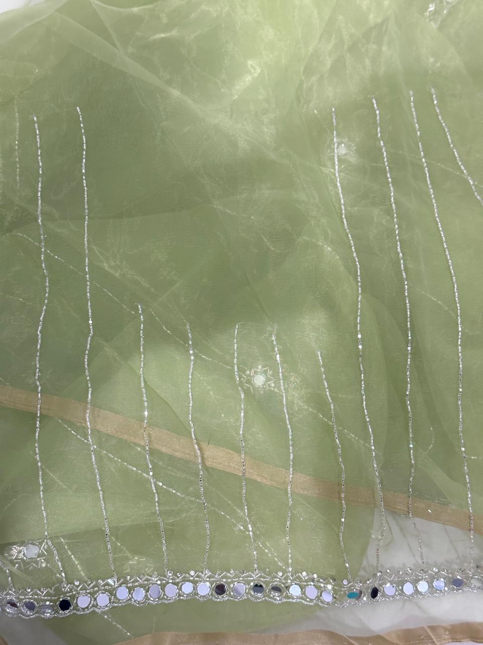 Fountain Tissue Saree With Mirror Hand Work - BFSLA105