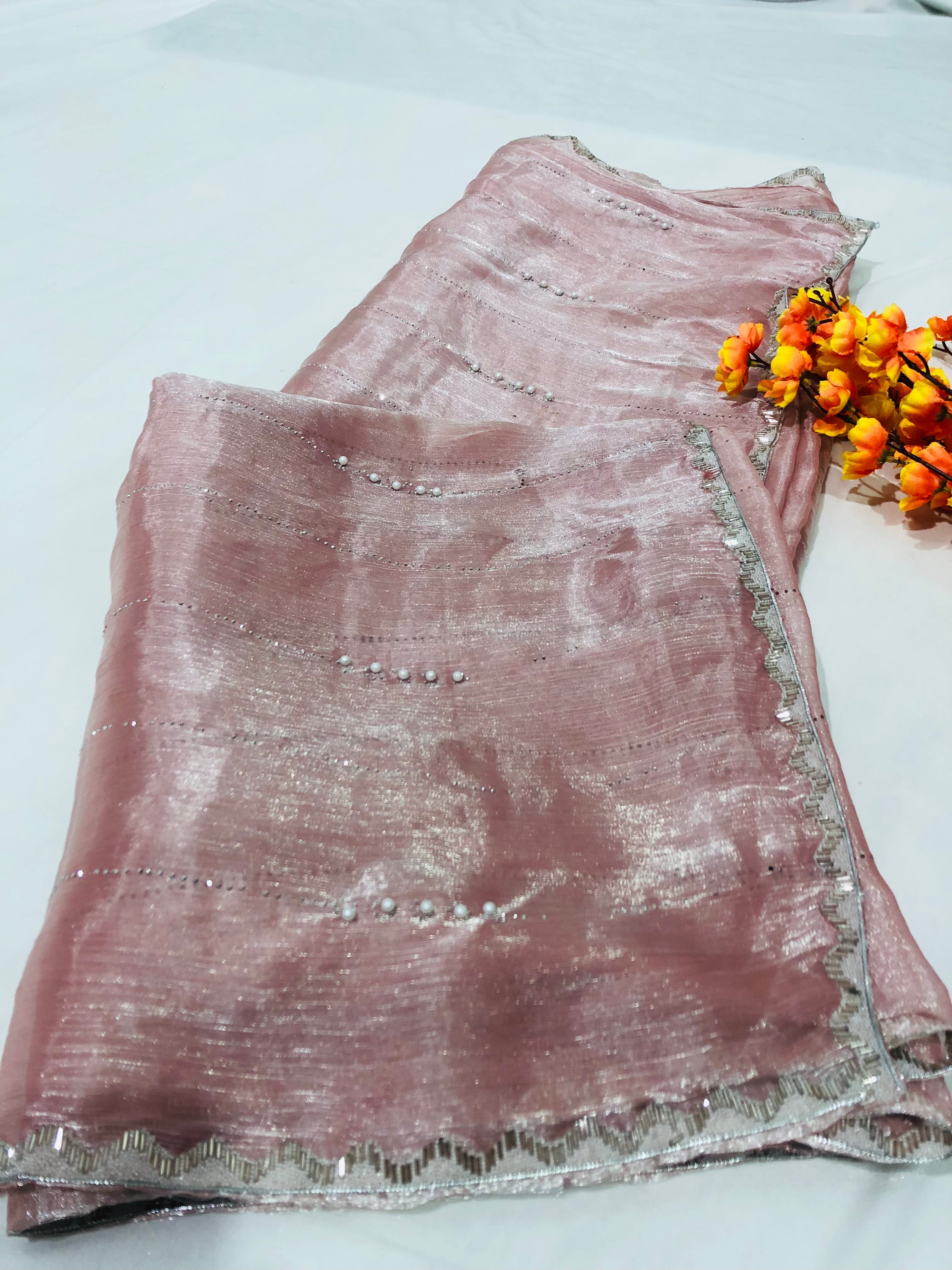 Jimmy Choo Hand Work Lace Party Wear Saree - BFSLA56