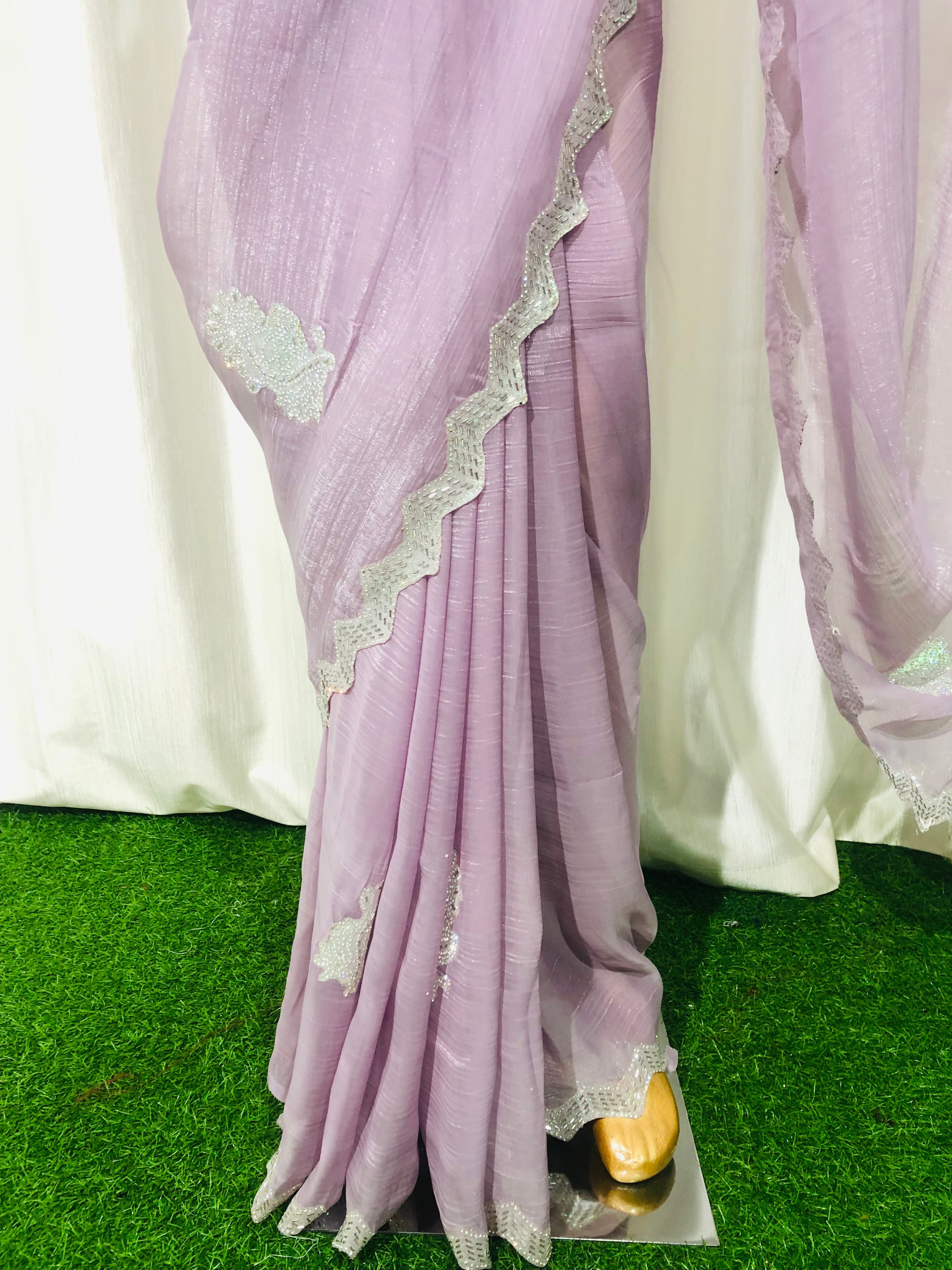 Jimmy Choo Hand Work Lace Party Wear Saree - BFSLA51