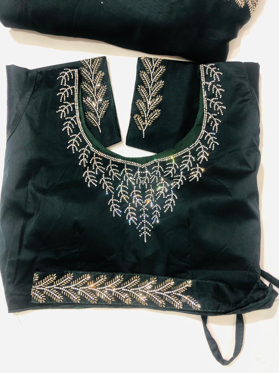 Georgette Saree Jarkin Work With Stitched Blouse & Belt - BFSLA104