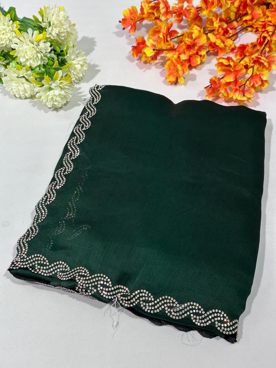 Satin Georgette Jerkin Work Designer Saree - BFSLA60