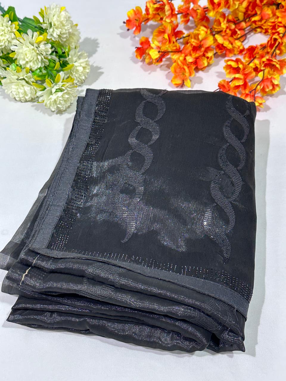 Jimmy Choo Hand Work Lace Party Wear Saree - BFSLA59