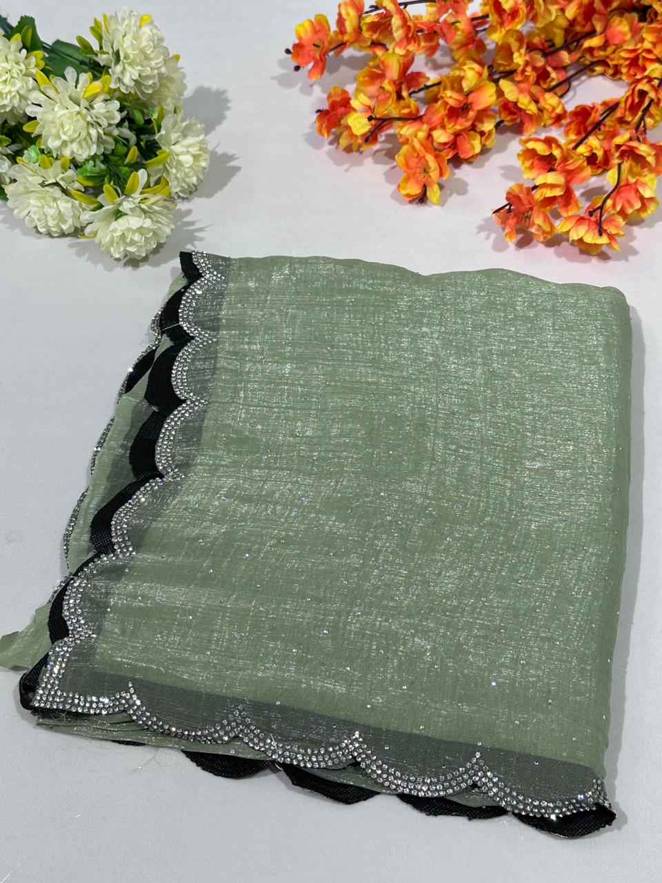 Jimmy Choo Hand Work Lace Party Wear Saree - BFSLA50