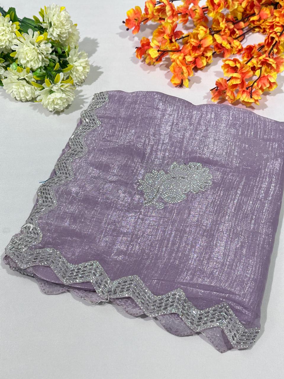 Jimmy Choo Hand Work Lace Party Wear Saree - BFSLA51