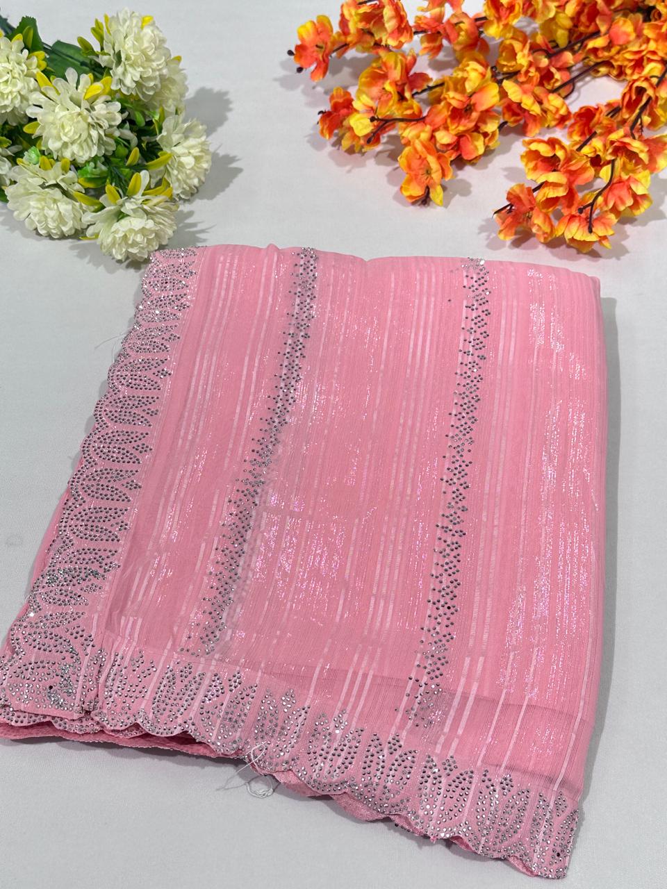 Jimmy Choo Hand Work Lace Party Wear Saree - BFSLA53