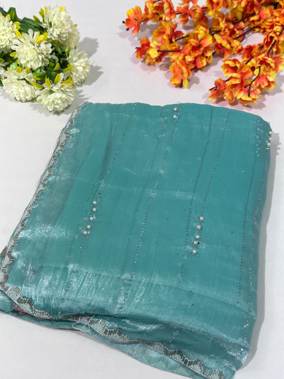 Jimmy Choo Hand Work Lace Party Wear Saree - BFSLA55