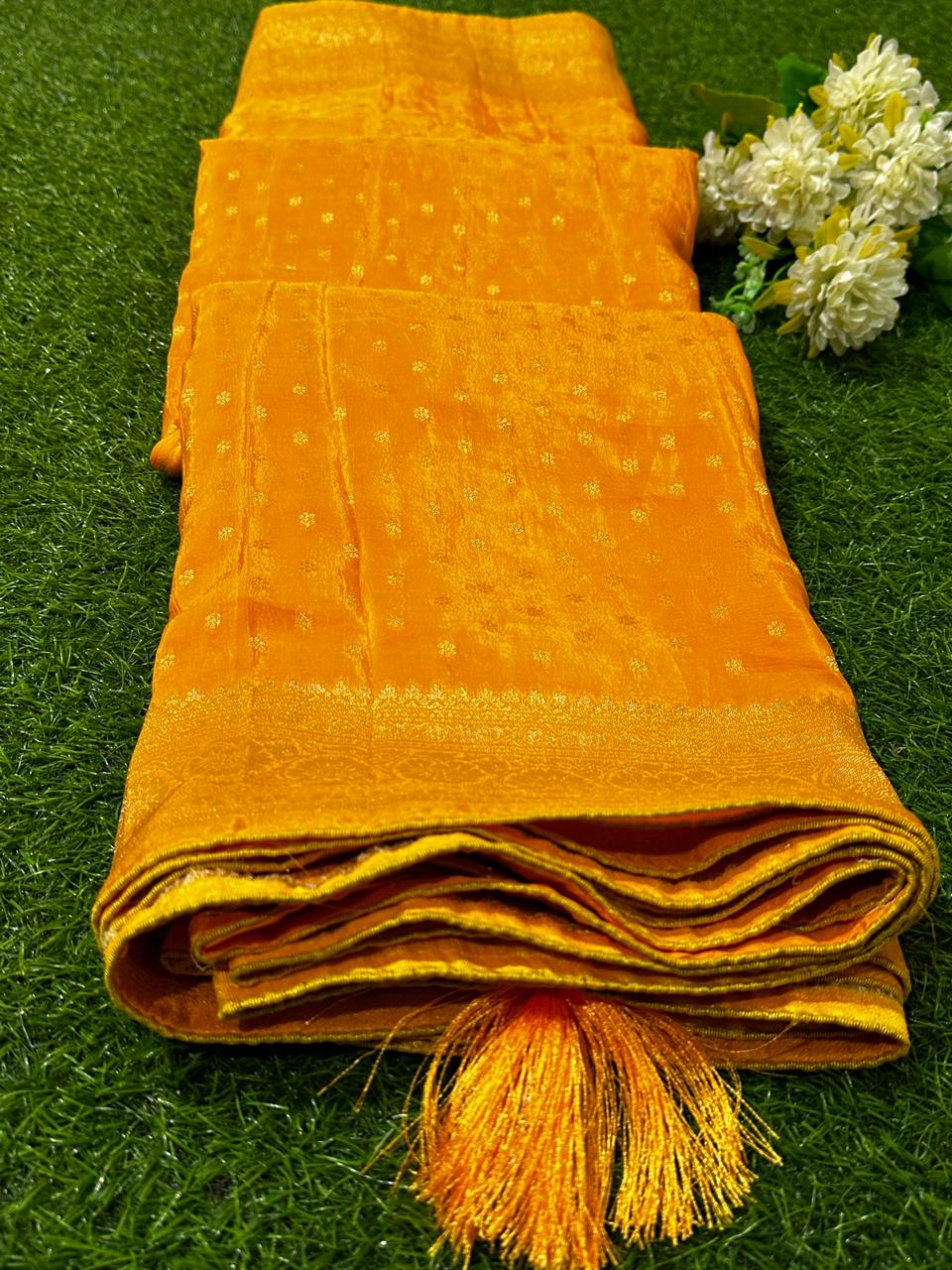 Pure Dolla Silk Banarasi Pallu Barik Zari Butti Best Quality Saree With Bouse - BFSLB16