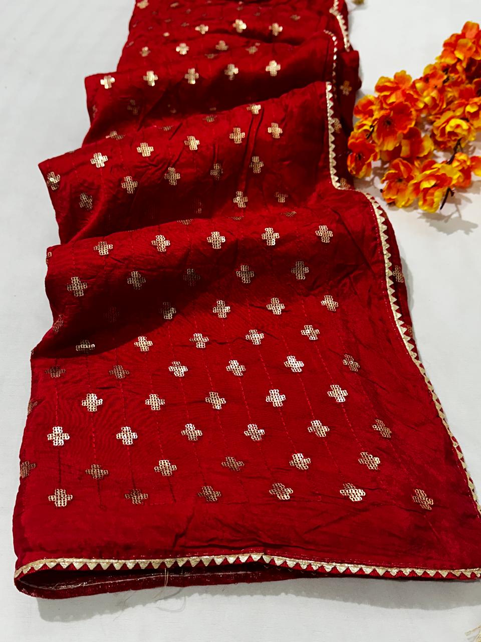 Pure Dolla Silk Sequence Work Best Quality Saree With Blouse  - BFSLB9