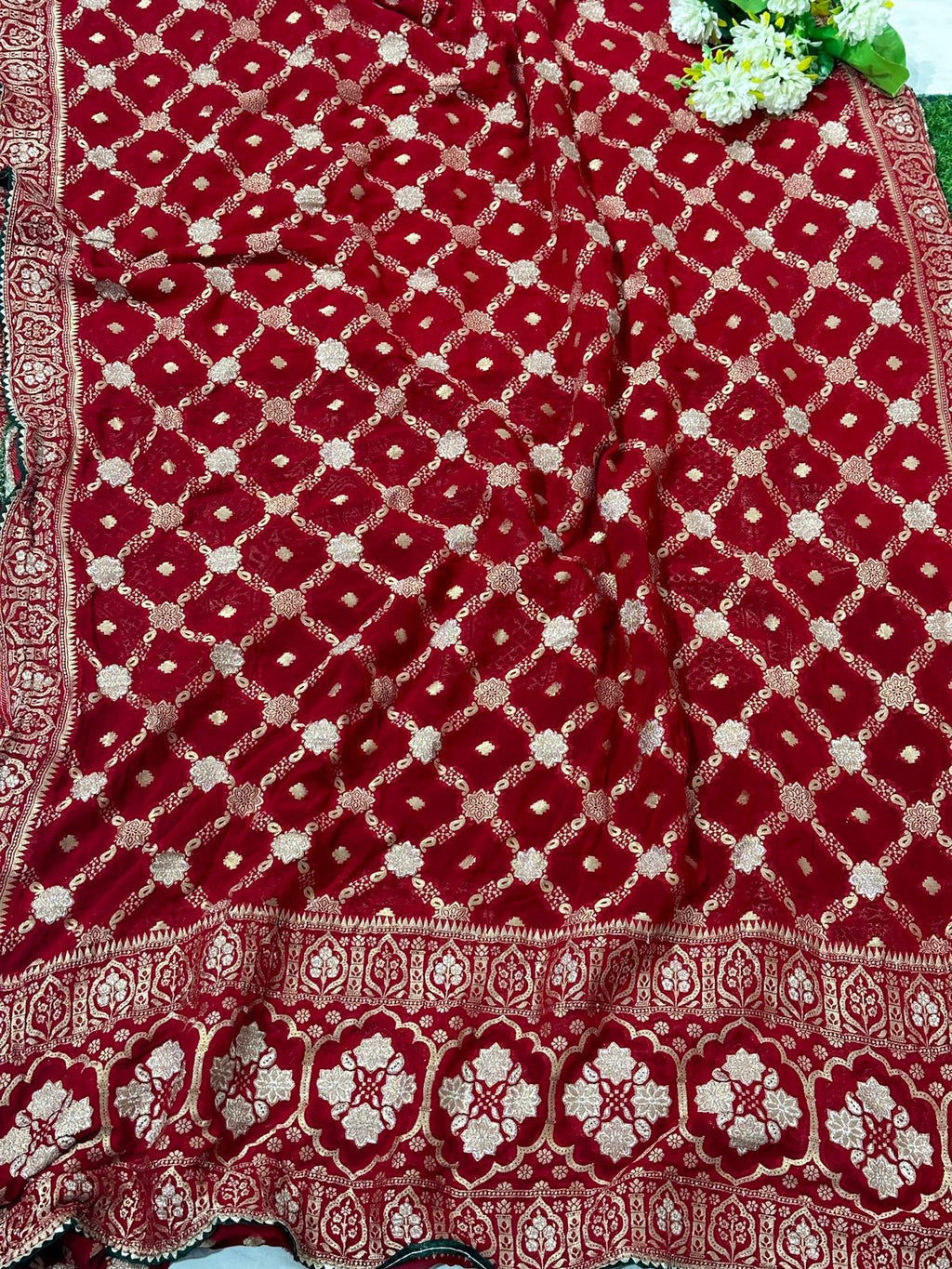 Pure Viscose Georgette Banarasi Zari Work Best Quality Saree With Blouse - BFSLB3