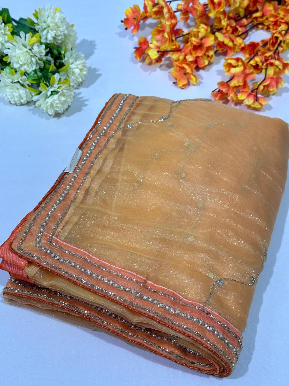 Kurdana Hand Work Organza Saree - BFSLA101