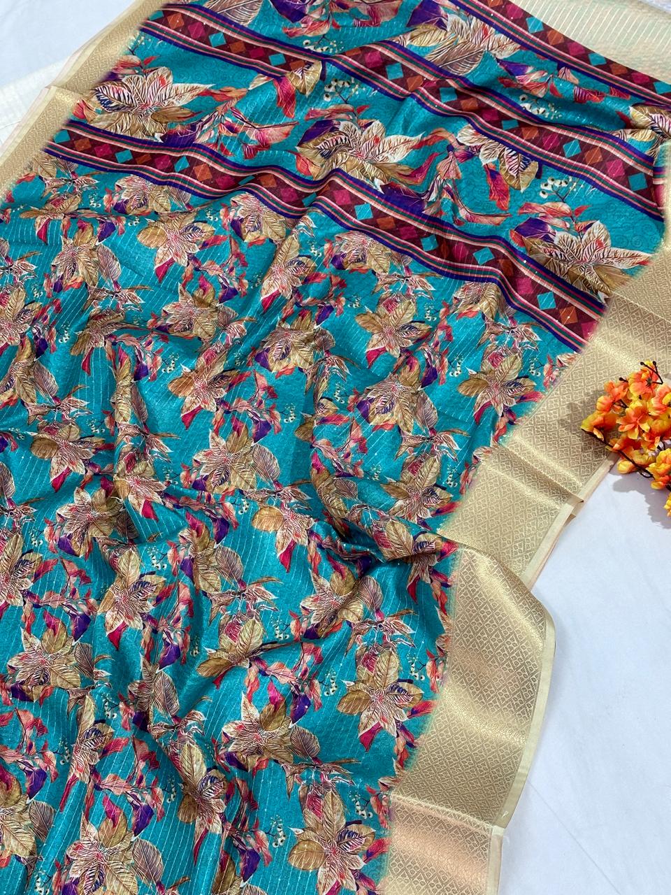 Cotton Digital Print With Sequen Work Saree - BFSLA34