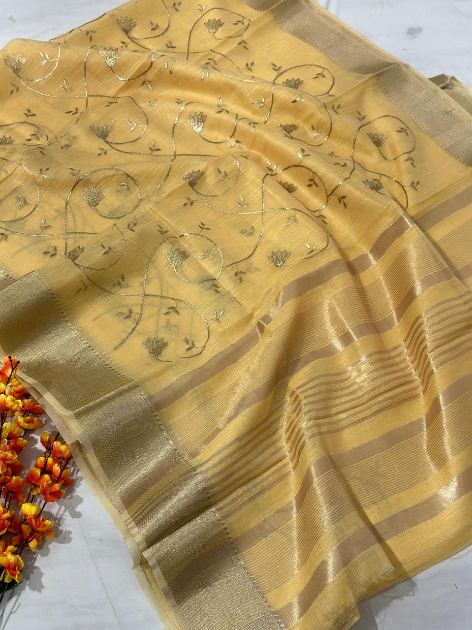Cotton Zari Work with Banarasi Border Saree - BFSLA44
