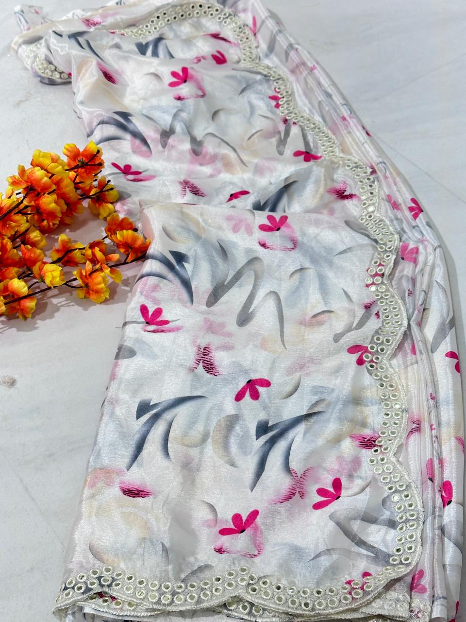 Crape Silk Digital Print Saree - BFSLA48