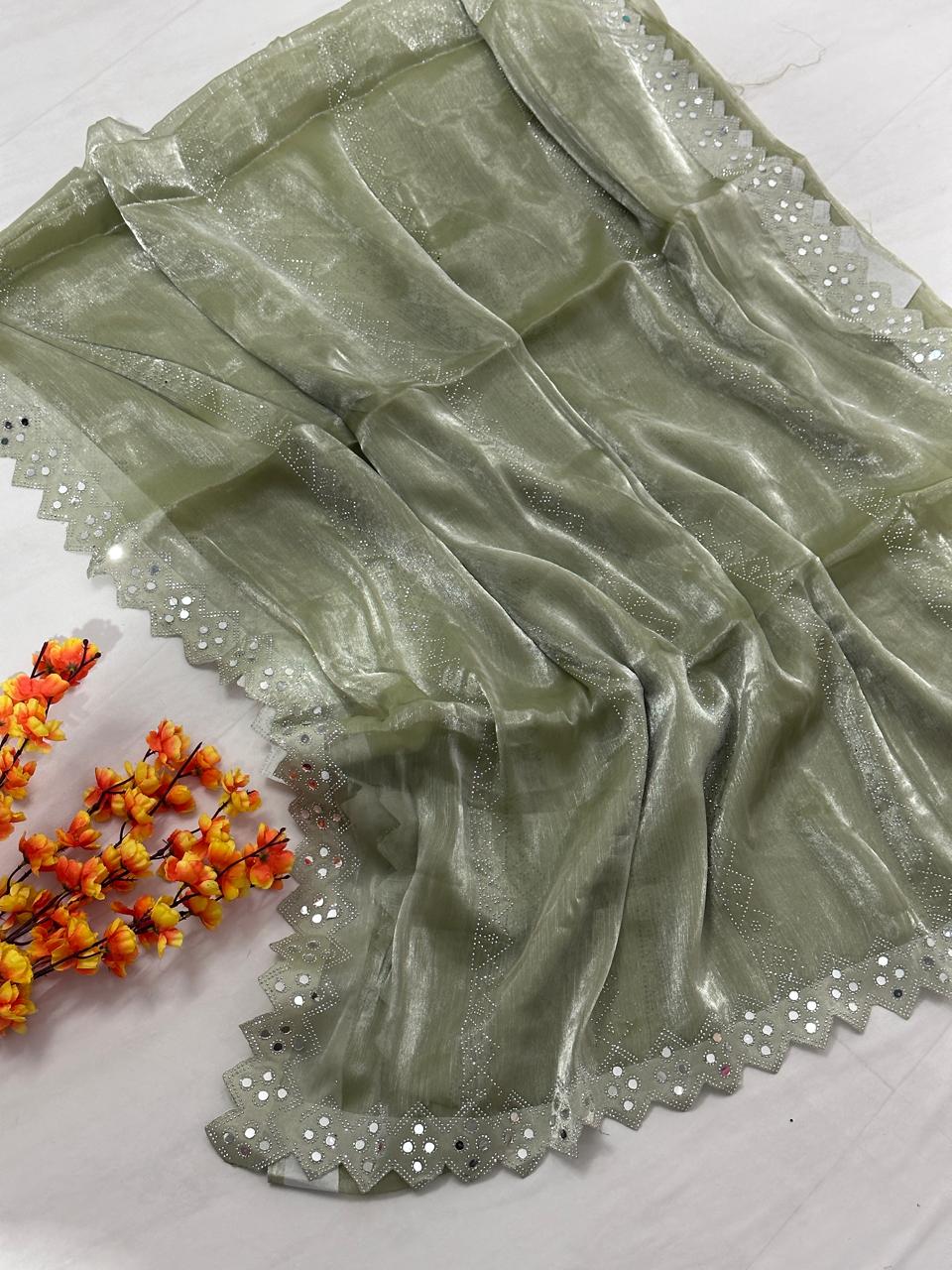 Jimmy Choo Hand Work Lace Party Wear Saree - BFSLA58