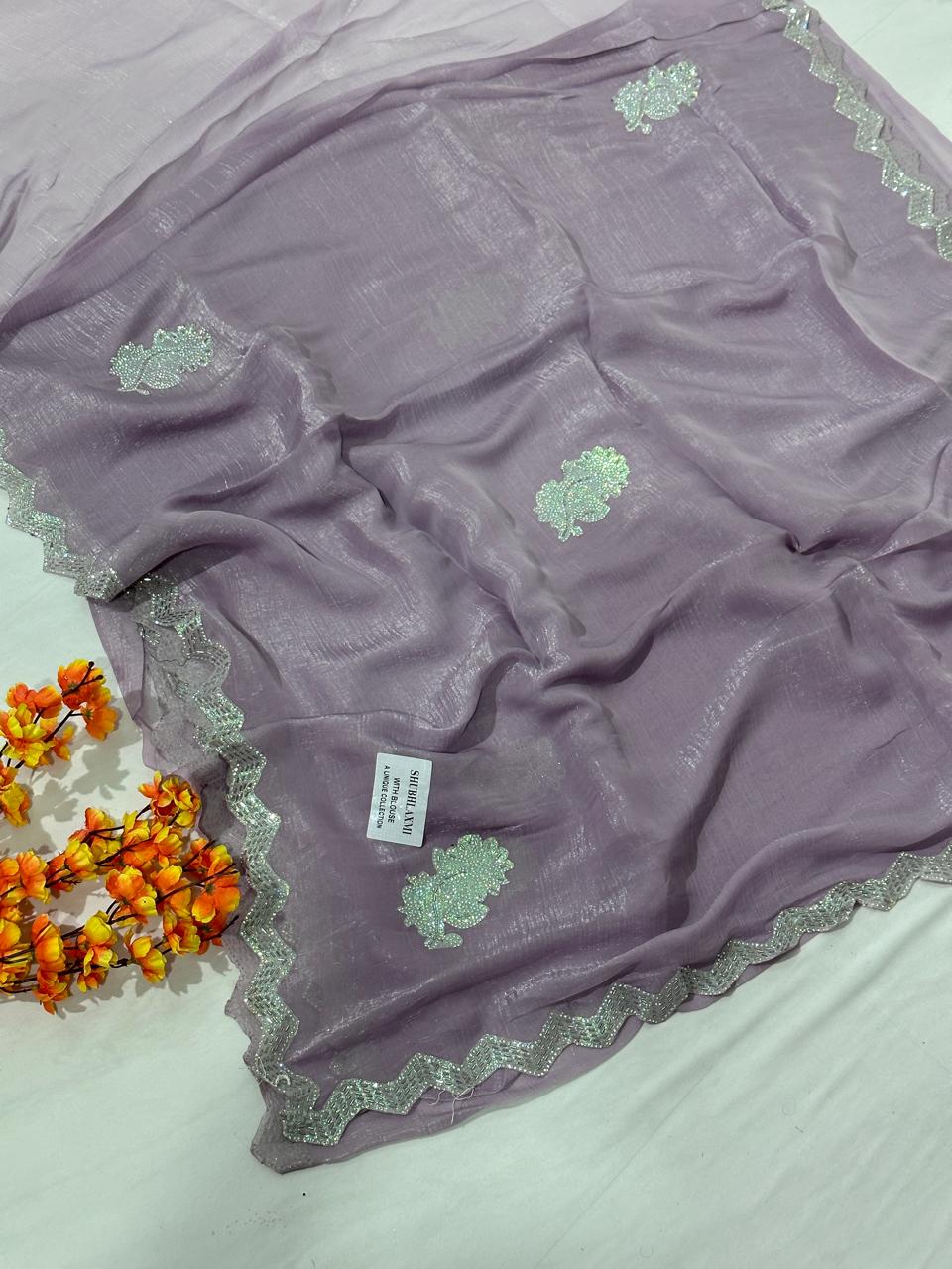 Jimmy Choo Hand Work Lace Party Wear Saree - BFSLA51