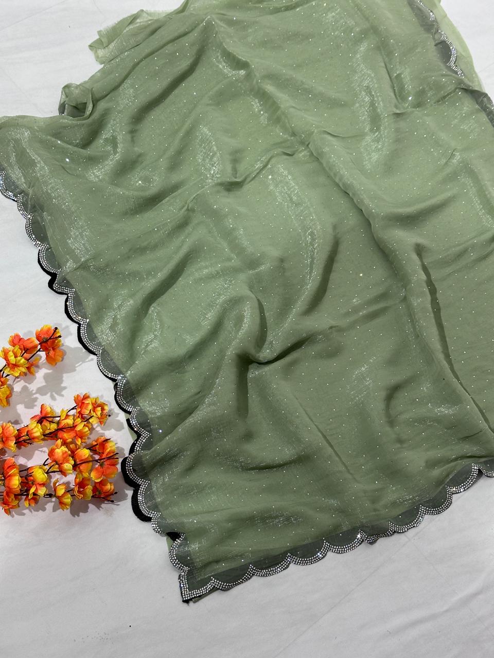 Jimmy Choo Hand Work Lace Party Wear Saree - BFSLA50