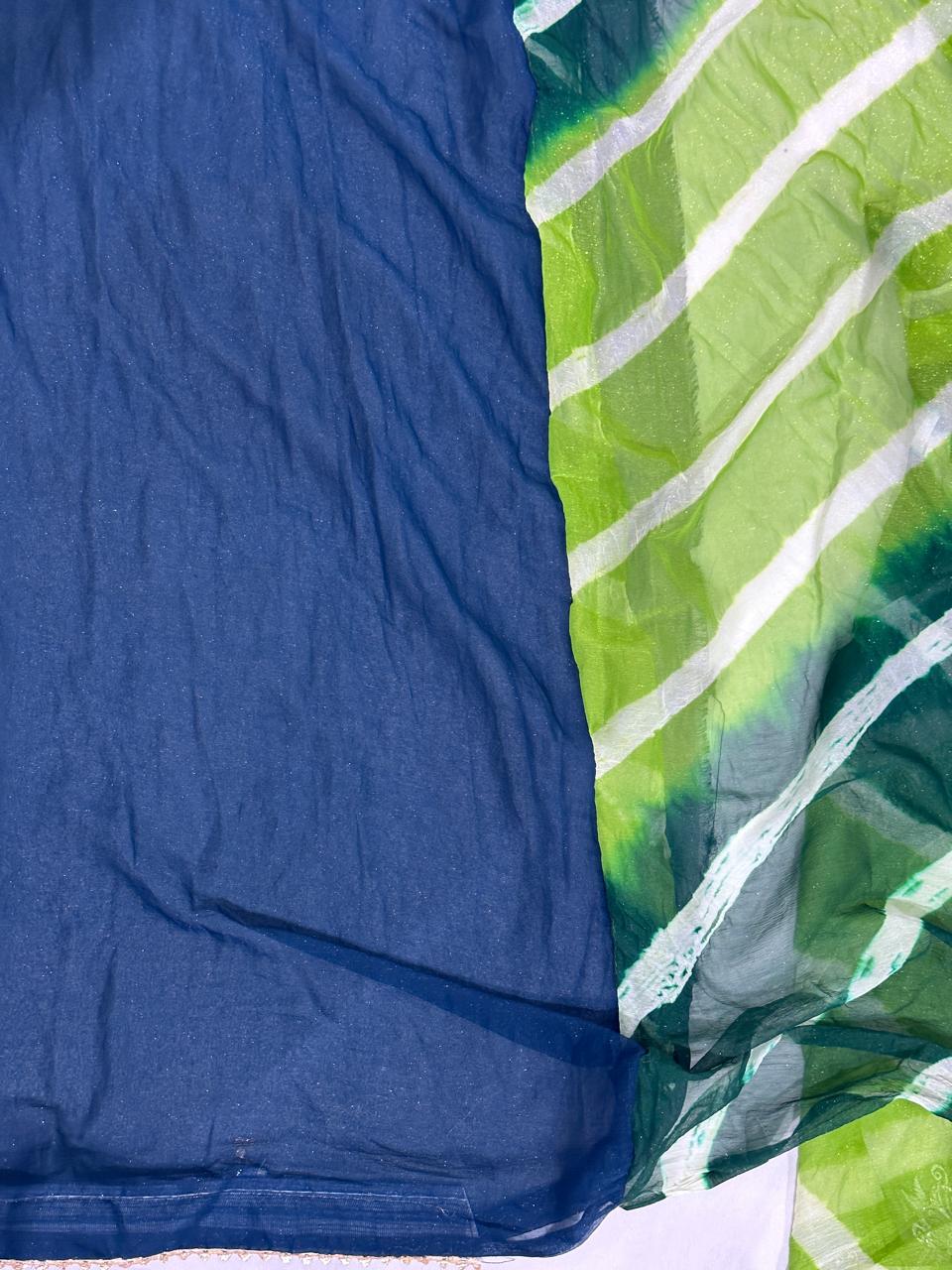 Hand Work Chiffon Lahriya Saree - BFSLA63