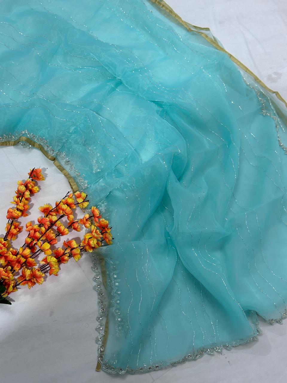 Hand Work Fountain Tissue Saree - BFSLA92