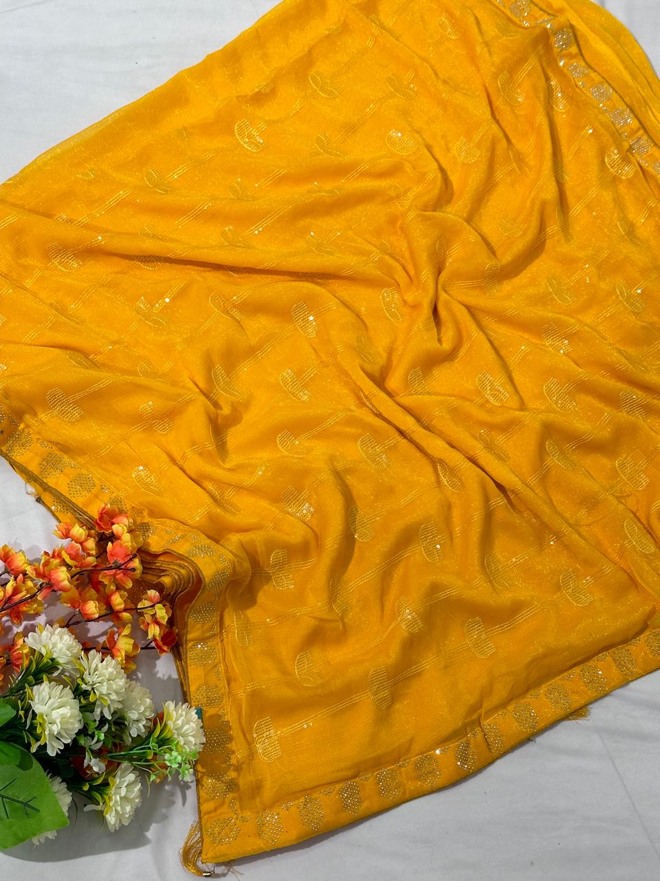 Shimmer Chiffon Sequence Work Saree - BFSLA84