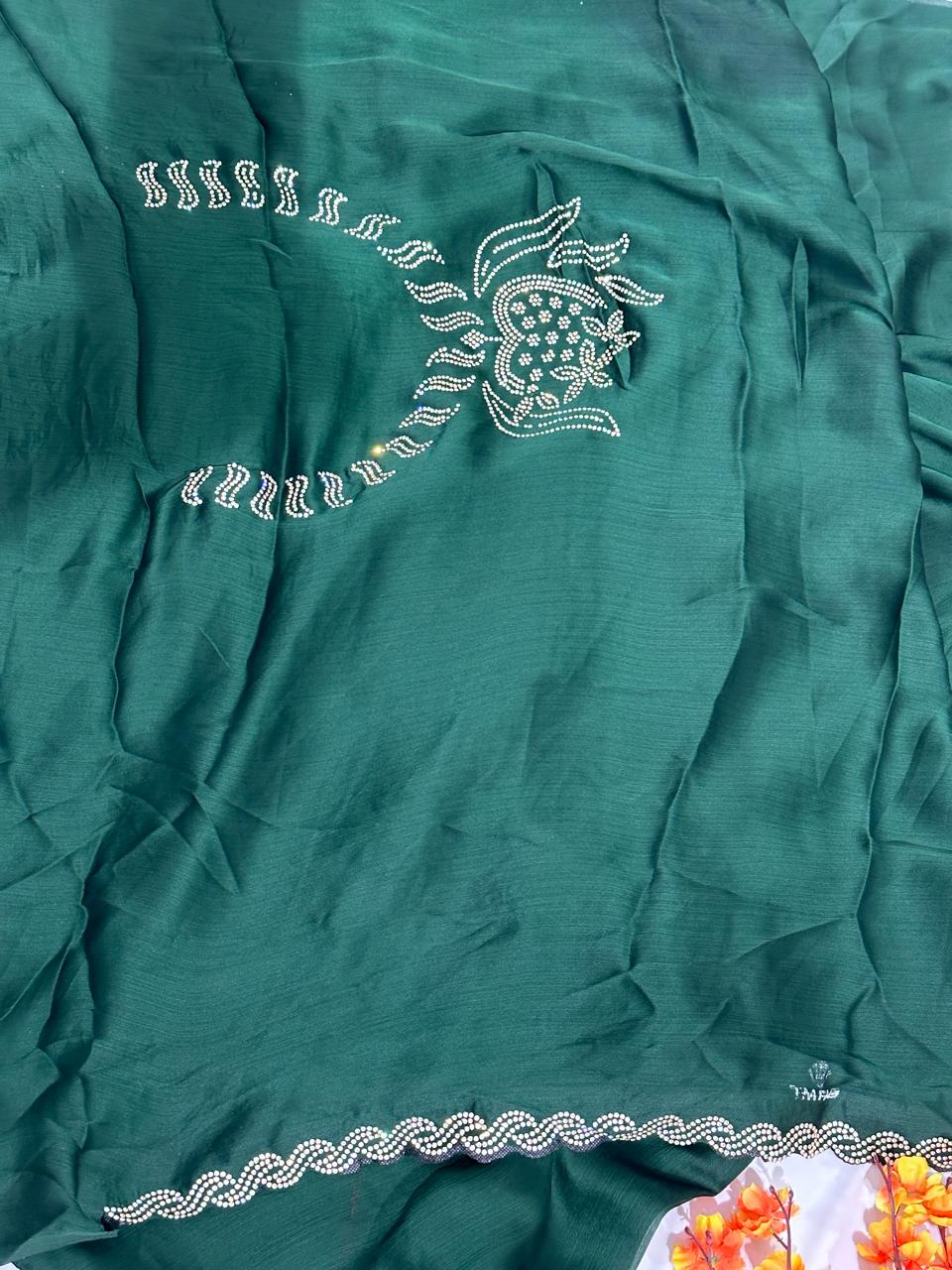 Satin Georgette Jerkin Work Designer Saree - BFSLA60